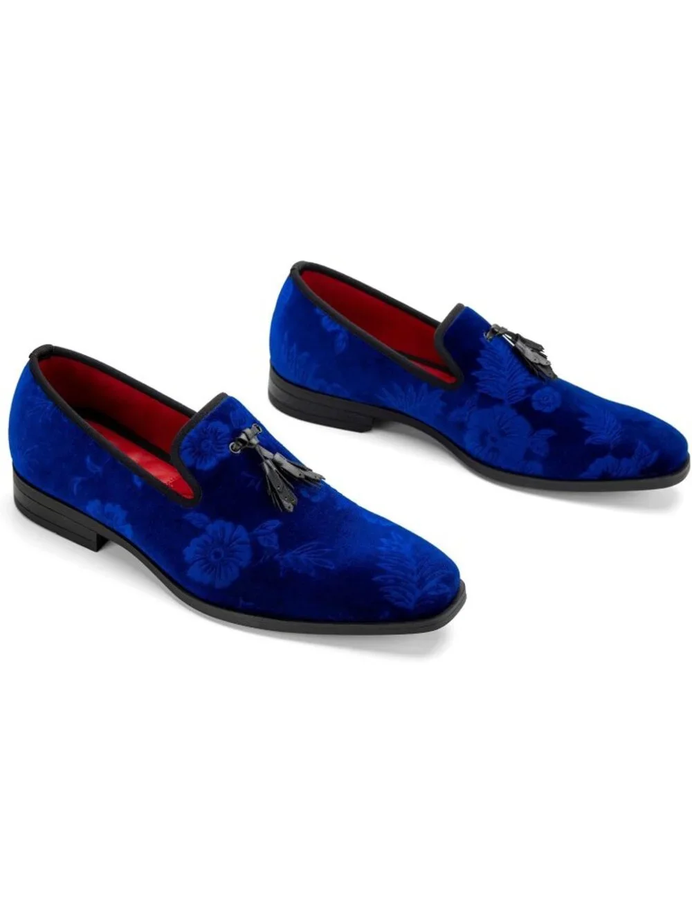 JITAI Men's Blue30 Rubber Loafers Tassels Spikes Comfortable Wedding Prom Shoes